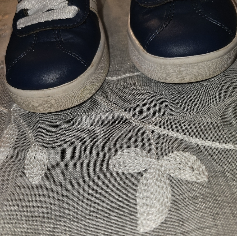 Kids navy blue leather Adidas unisex track shoes size 11K - Picture 8 of 10